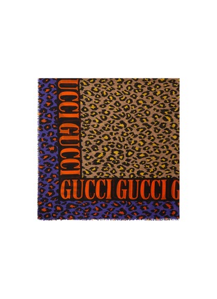 Detail View - Click To Enlarge - GUCCI - Logo leopard print modal-silk scarf