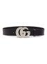 Main View - Click To Enlarge - GUCCI - Glass crystal embellished GG buckle leather belt