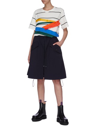 Figure View - Click To Enlarge - ANGEL CHEN - x Woolmark flap pocket drawstring culottes