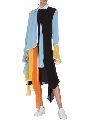 Figure View - Click To Enlarge - JW ANDERSON - Colourblock panel handkerchief shirt dress