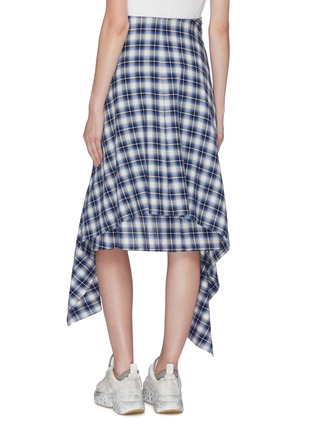 Back View - Click To Enlarge - MRZ - Sleeve tie waist check plaid skirt