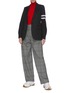 Figure View - Click To Enlarge - MRZ - Stripe knit sleeve double breasted blazer