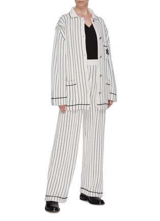 Figure View - Click To Enlarge - BARRIE - Stripe cashmere knit oversized shirt