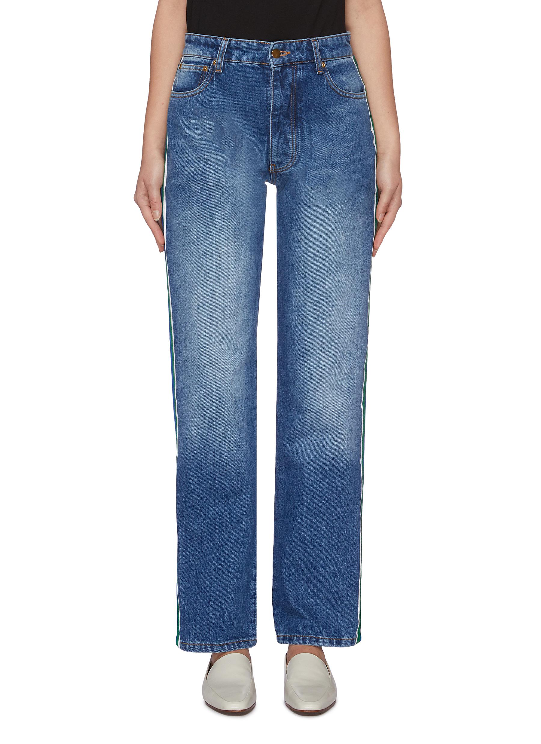 Arizona grosgrain stripe outseam boyfriend jeans by Victoria, Victoria Beckham