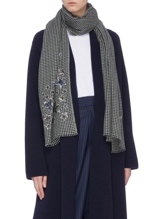 Figure View - Click To Enlarge - JANAVI - 'Star' sequin Merino wool houndstooth scarf