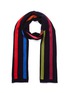 Main View - Click To Enlarge - JANAVI - 'Lines' colourblock embroidered Merino wool scarf