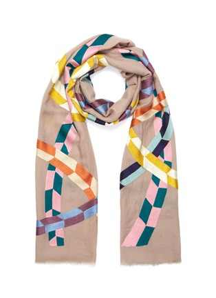 Main View - Click To Enlarge - JANAVI - 'Pipes' geometric embroidered Merino wool scarf
