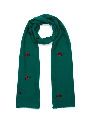 Main View - Click To Enlarge - JANAVI - 'Ladybug' embroidered Merino wool scarf
