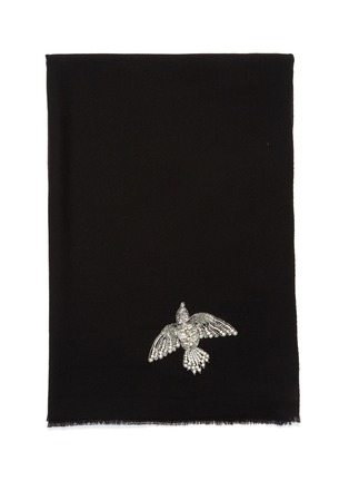 Detail View - Click To Enlarge - JANAVI - 'Pearl Sparrow' embellished Merino wool scarf