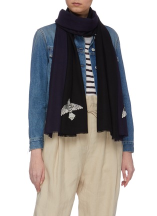 Figure View - Click To Enlarge - JANAVI - 'Pearl Sparrow' embellished Merino wool scarf