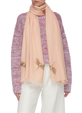 Figure View - Click To Enlarge - JANAVI - 'Sublime Dragonfly' embellished cashmere scarf