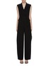 Main View - Click To Enlarge - BIANCA SPENDER - Ruffle side crepe sleeveless blazer jumpsuit