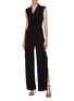 Figure View - Click To Enlarge - BIANCA SPENDER - Ruffle side crepe sleeveless blazer jumpsuit