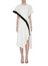 Main View - Click To Enlarge - BIANCA SPENDER - 'Lauren' cape back overlay contrast stripe crepe dress