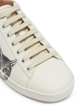 Detail View - Click To Enlarge - GUCCI - 'New Ace' mystic cats motif napa leather sneakers