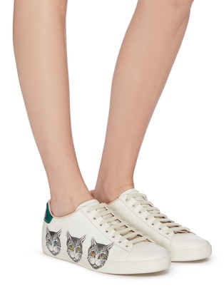 Figure View - Click To Enlarge - GUCCI - 'New Ace' mystic cats motif napa leather sneakers