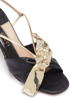 Detail View - Click To Enlarge - GUCCI - Bow colourblock leather slingback sandals