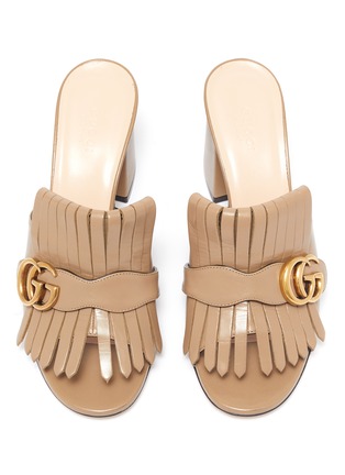 Detail View - Click To Enlarge - GUCCI - 'Marmont' fringe leather sandals