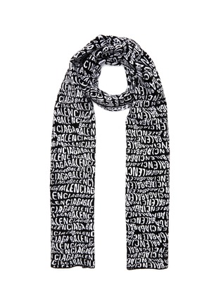 Main View - Click To Enlarge - BALENCIAGA - 'Mixed Typo' logo jacquard velvet scarf