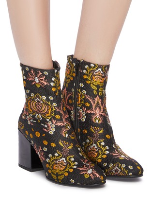 Figure View - Click To Enlarge - DRIES VAN NOTEN - Floral jacquard ankle boots