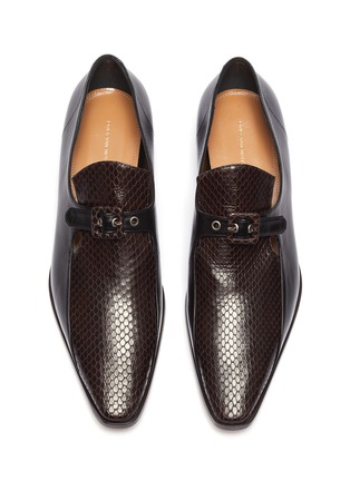 Detail View - Click To Enlarge - DRIES VAN NOTEN - Belted snake embossed leather loafers