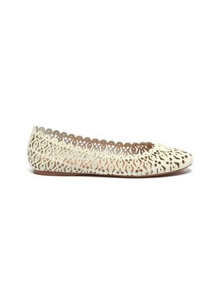 Main View - Click To Enlarge - ALAÏA - Bow abstract lasercut leather flats