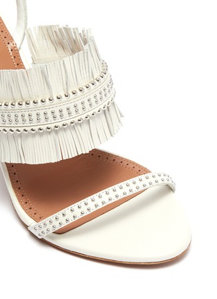 Detail View - Click To Enlarge - ALAÏA - Stud fringe band ankle strap leather sandals