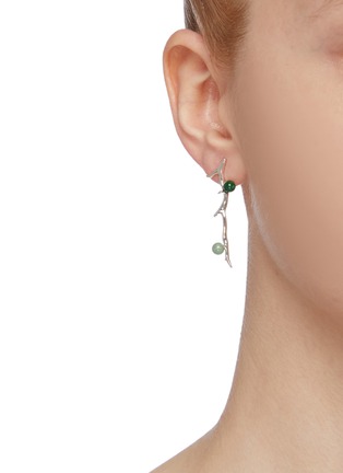 Figure View - Click To Enlarge - OLIVIA YAO - 'Vert Laurier' agate branch drop earrings