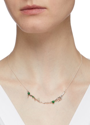 Figure View - Click To Enlarge - OLIVIA YAO - 'Vert Laurier' agate branch necklace