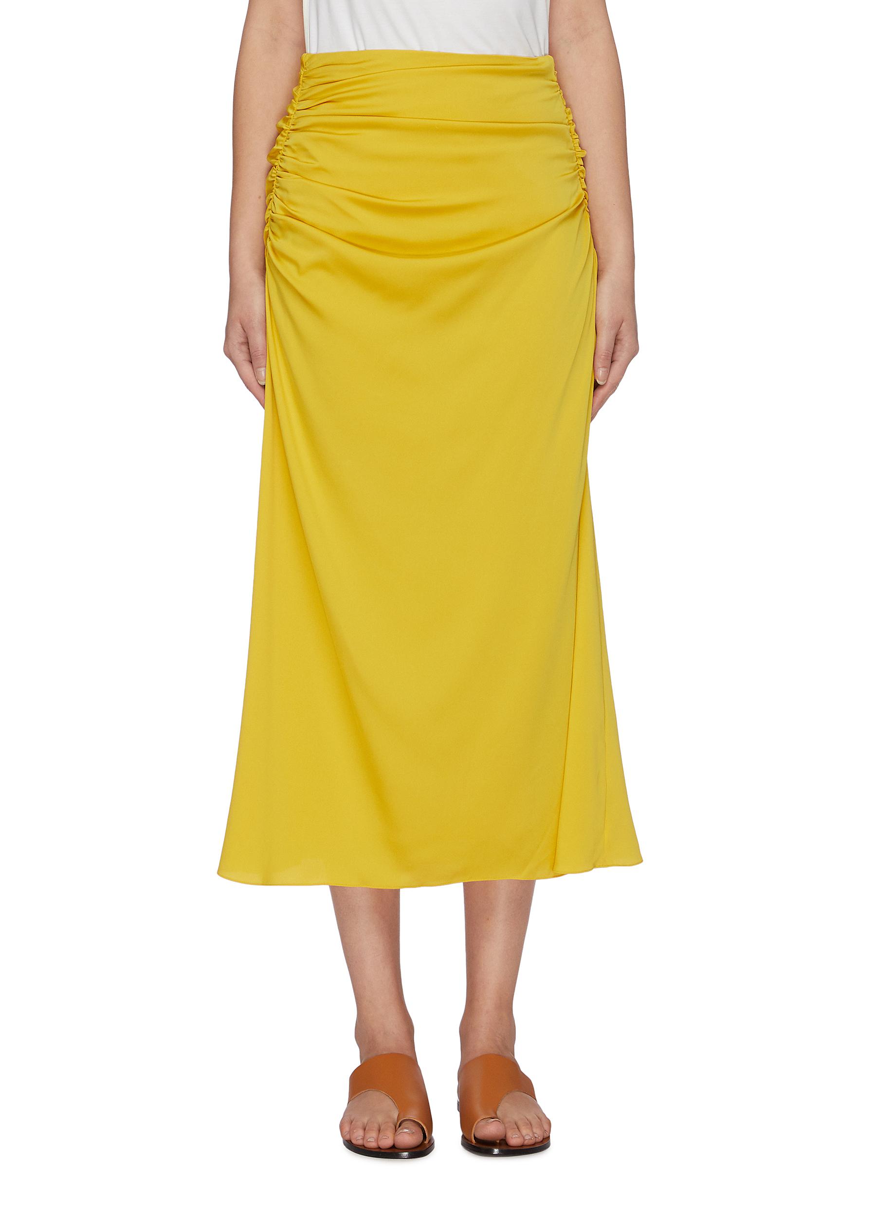 Ruched Side Silk Blend Skirt By Theory Coshio Online Shop