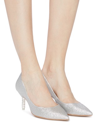 Figure View - Click To Enlarge - SOPHIA WEBSTER - 'Coco' crystal pavé bead heel glitter pumps