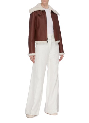Figure View - Click To Enlarge - THEORY - Panelled shearling moto jacket