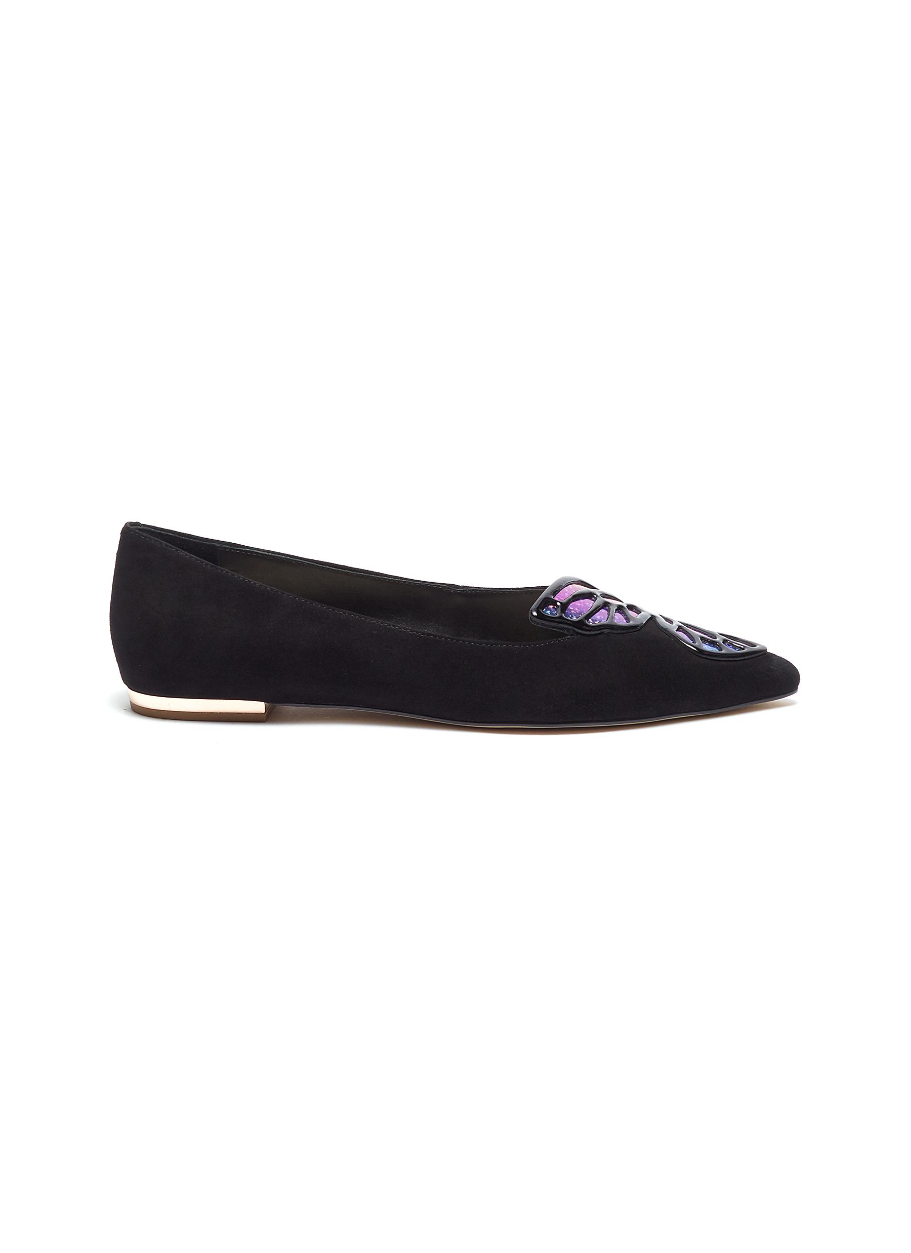 Bibi Butterfly wing embroidered suede flats by Sophia Webster