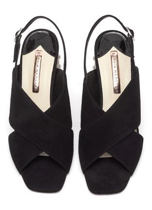 Detail View - Click To Enlarge - SOPHIA WEBSTER - 'Nina' embellished heel cross strap sandals