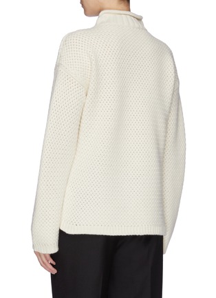 Back View - Click To Enlarge - THEORY - Basket stitch mock neck cashmere sweater