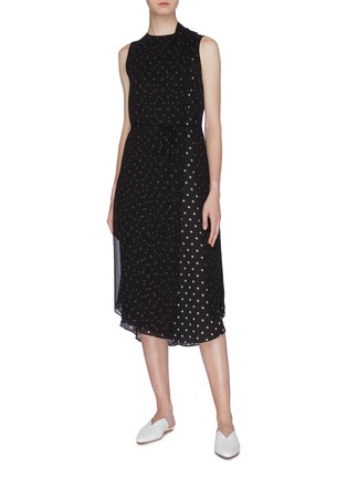 Figure View - Click To Enlarge - VINCE - Chiffon overlay polka dot print sleeveless dress