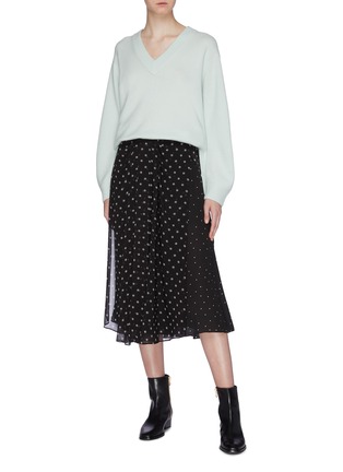 Figure View - Click To Enlarge - VINCE - Chiffon overlay polka dot print skirt