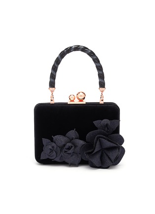 Main View - Click To Enlarge - SOPHIA WEBSTER - Vivi Jumbo Lilico' floral appliqué velvet top handle bag