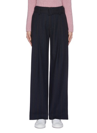 Main View - Click To Enlarge - VINCE - Belted pinstripe flannel wide leg pants