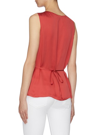 Back View - Click To Enlarge - THEORY - Tie back shirred silk sleeveless top