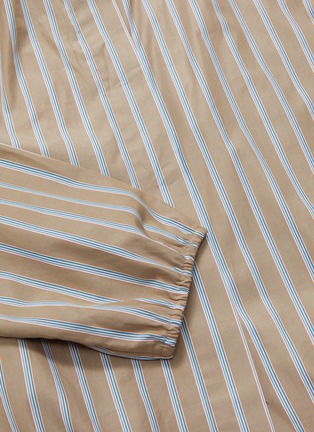  - THEORY - Ribbon tie waist shirred yoke stripe shirt