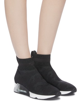 Figure View - Click To Enlarge - ASH - 'Lulu' camouflage sock knit high top sneakers