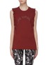Main View - Click To Enlarge - THE UPSIDE - Logo print frilled sleeve muscle tank top