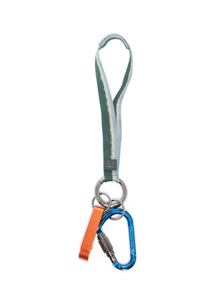 Main View - Click To Enlarge - ACNE STUDIOS - Face patch stripe strap carabiner keyring