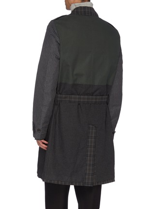 Back View - Click To Enlarge - MAISON FLANEUR - Belted colourblock patchwork trench coat
