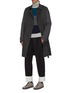 Figure View - Click To Enlarge - MAISON FLANEUR - Belted colourblock patchwork trench coat