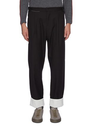 Main View - Click To Enlarge - MAISON FLANEUR - Contrast cuff pleated pants