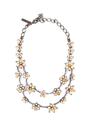 Main View - Click To Enlarge - OSCAR DE LA RENTA - Crystal Star' Swarovski crystal flower double layer necklace