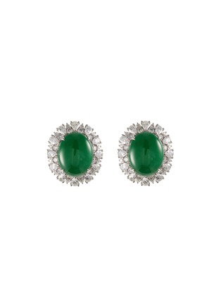 Main View - Click To Enlarge - LC COLLECTION JADE - Diamond jade 18k white gold stud earrings