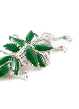 Detail View - Click To Enlarge - LC COLLECTION JADE - Diamond jade 18k white gold brooch